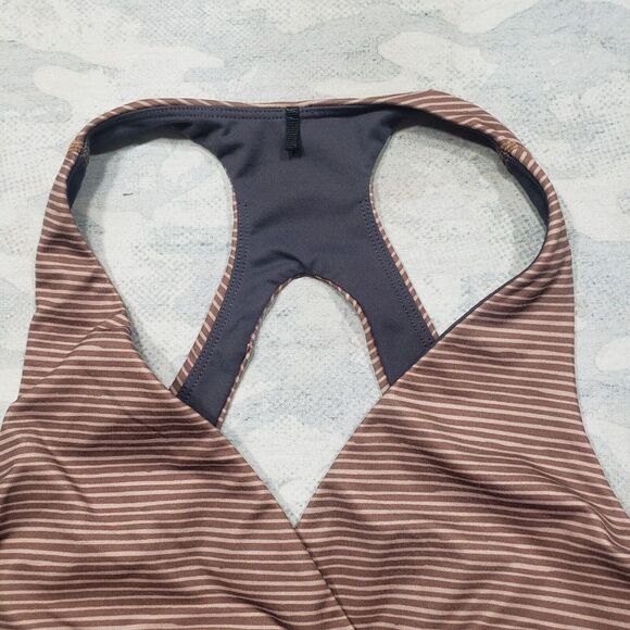 PrAna Locana Sports Bra Womens Small Brown Striped Active - Picture 3 of 7